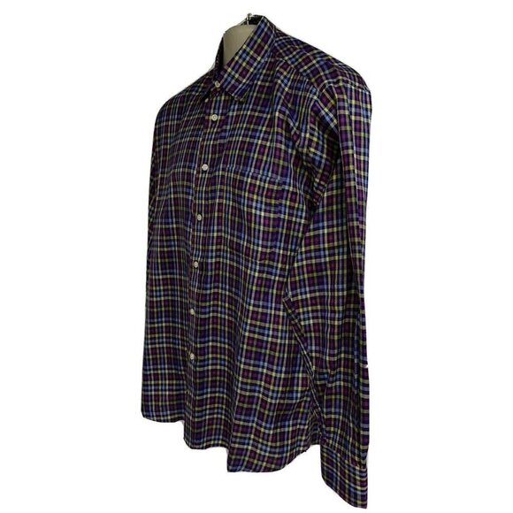 Burberry London Plaid Button Front Shirt Large